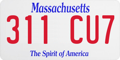 MA license plate 311CU7