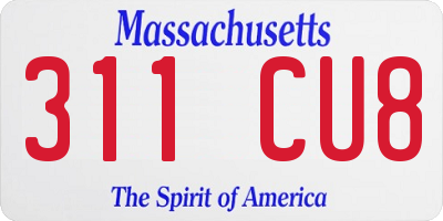 MA license plate 311CU8