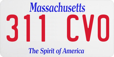 MA license plate 311CV0