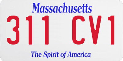 MA license plate 311CV1