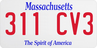 MA license plate 311CV3