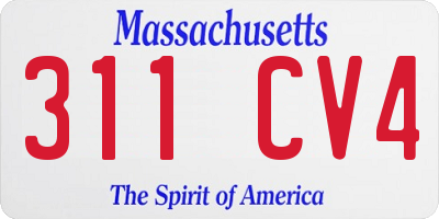 MA license plate 311CV4