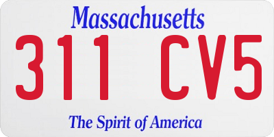 MA license plate 311CV5