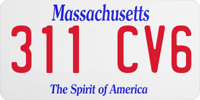 MA license plate 311CV6