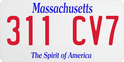 MA license plate 311CV7