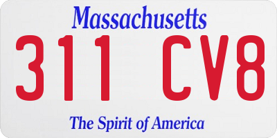 MA license plate 311CV8