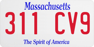 MA license plate 311CV9