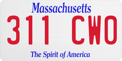 MA license plate 311CW0