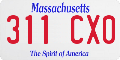 MA license plate 311CX0