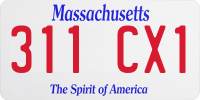 MA license plate 311CX1