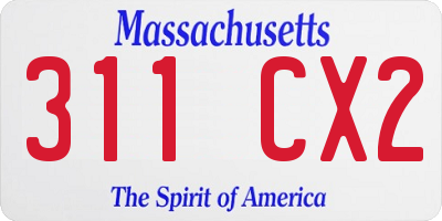 MA license plate 311CX2