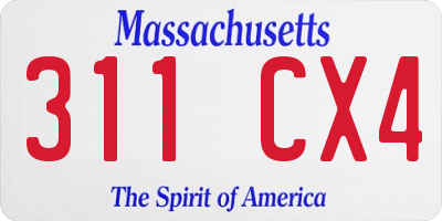 MA license plate 311CX4