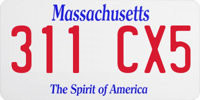 MA license plate 311CX5
