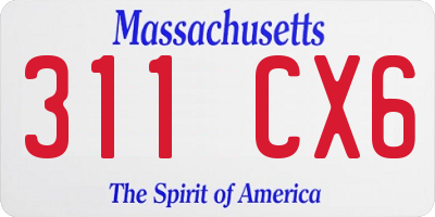 MA license plate 311CX6