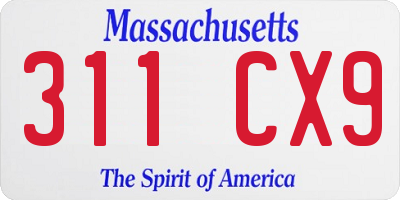 MA license plate 311CX9