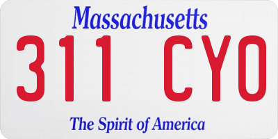 MA license plate 311CY0