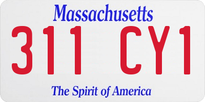 MA license plate 311CY1