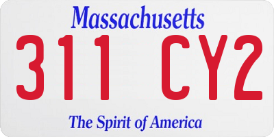 MA license plate 311CY2