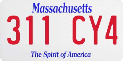 MA license plate 311CY4