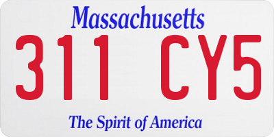MA license plate 311CY5
