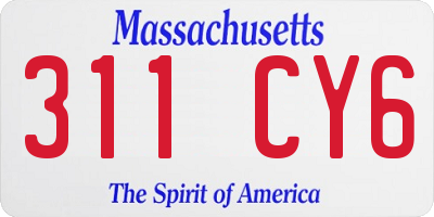 MA license plate 311CY6