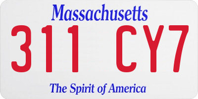 MA license plate 311CY7