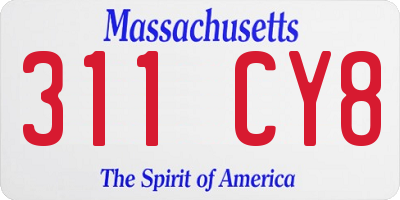 MA license plate 311CY8