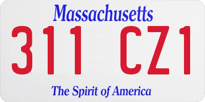 MA license plate 311CZ1