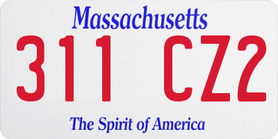 MA license plate 311CZ2