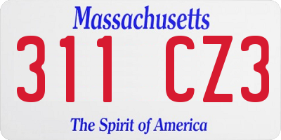 MA license plate 311CZ3