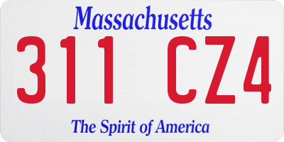 MA license plate 311CZ4
