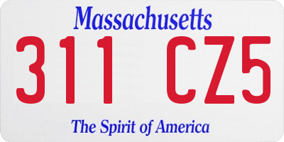 MA license plate 311CZ5