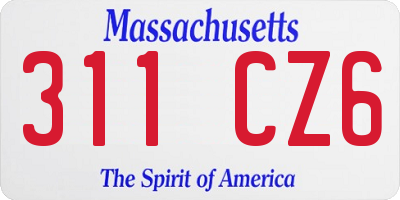 MA license plate 311CZ6