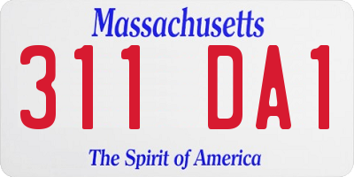MA license plate 311DA1