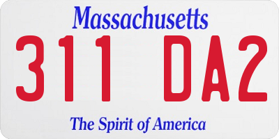 MA license plate 311DA2