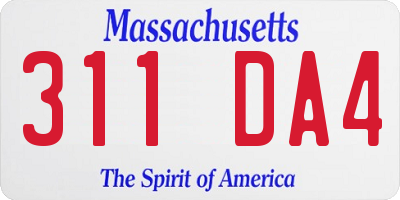 MA license plate 311DA4