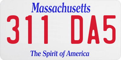 MA license plate 311DA5