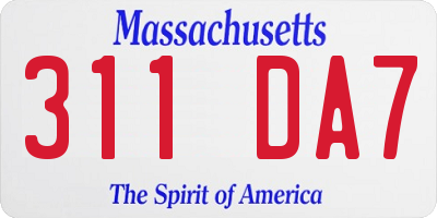 MA license plate 311DA7