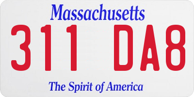 MA license plate 311DA8