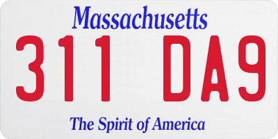 MA license plate 311DA9