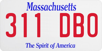 MA license plate 311DB0