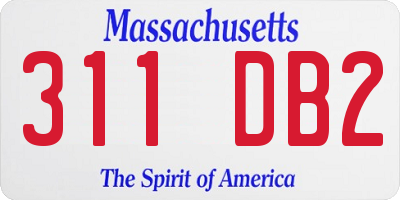 MA license plate 311DB2