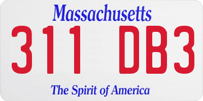 MA license plate 311DB3