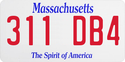 MA license plate 311DB4