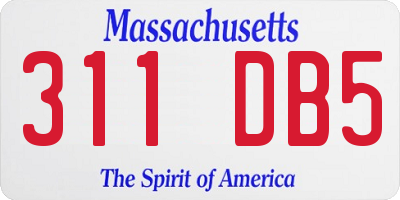 MA license plate 311DB5
