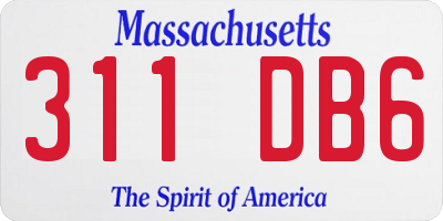 MA license plate 311DB6