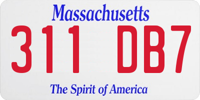 MA license plate 311DB7