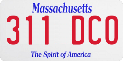 MA license plate 311DC0
