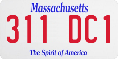 MA license plate 311DC1