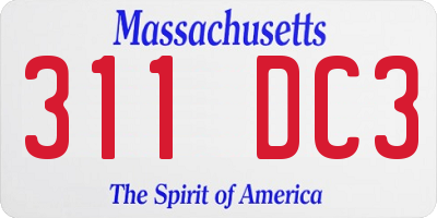 MA license plate 311DC3